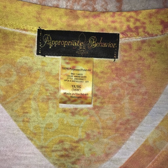 Appropriate Behavior Yellow Blouse Size 1x - Picture 5 of 5